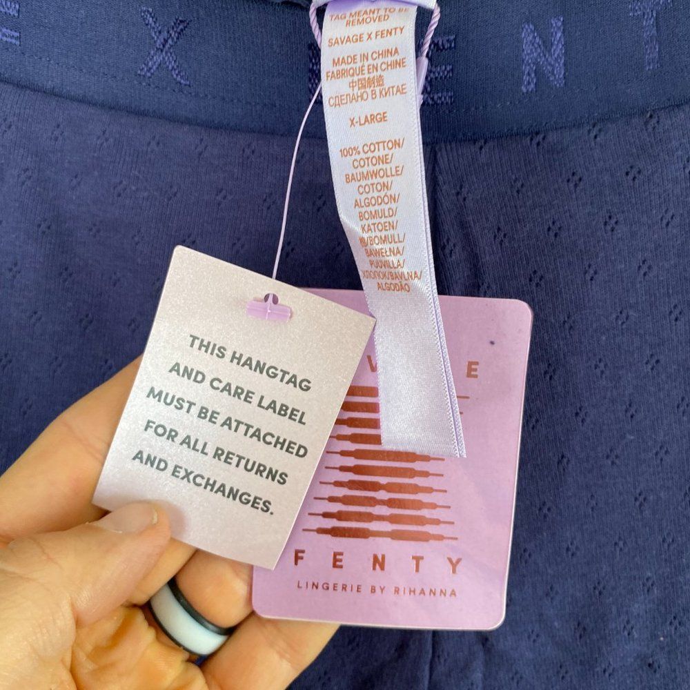 Savage x Fenty Rihanna Dark Blue Sleep Pants Lounge Pants Pajama Pants XL NWT - Picture 3 of 6